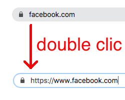 Capture d'écran montrant l'effet du double clic dans la barre de recherche de Google Chrome.
